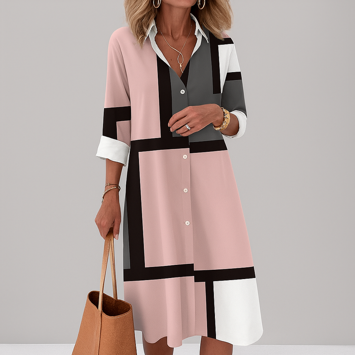 Abito camicia da donna con motivo geometrico
