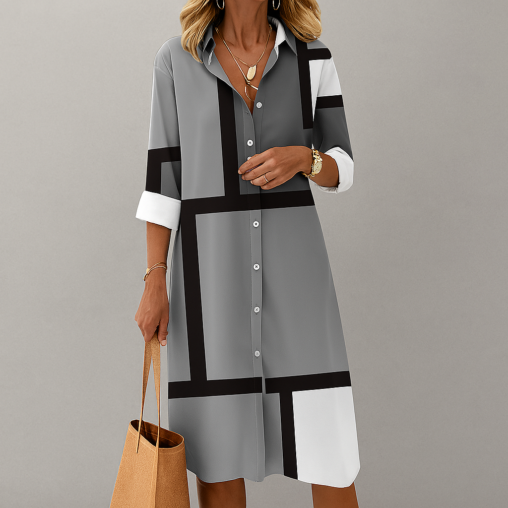 Abito camicia da donna con motivo geometrico