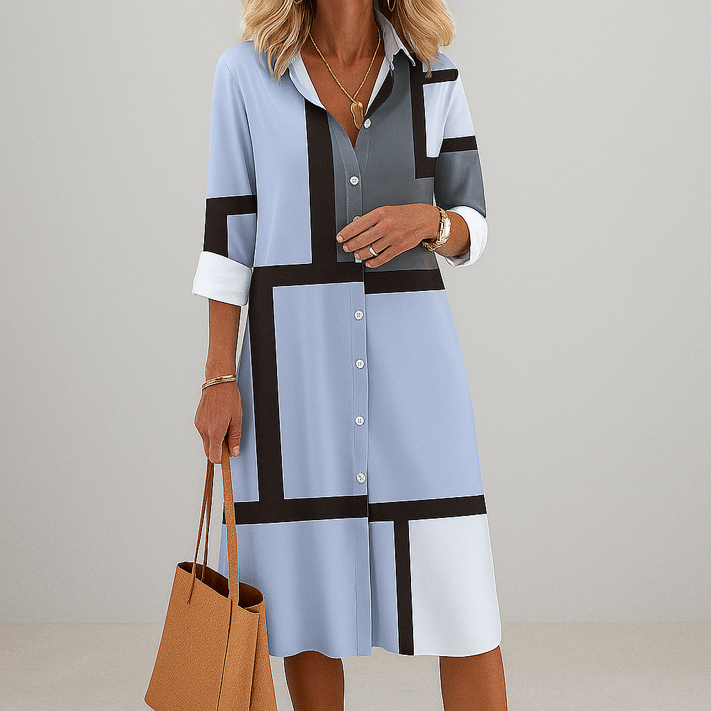 Abito camicia da donna con motivo geometrico