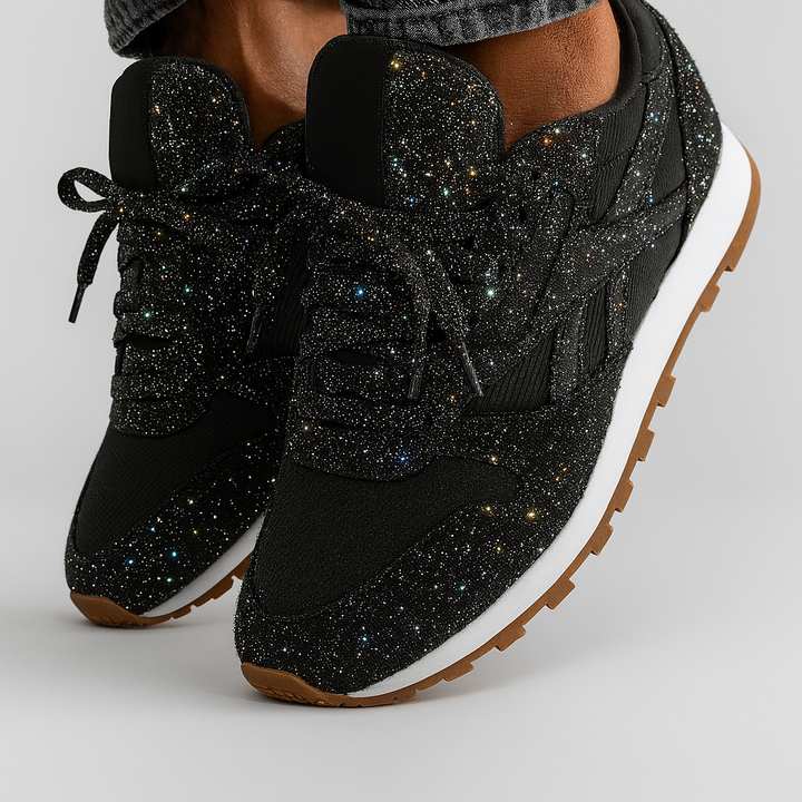 Sneakers da donna con tacco grosso e glitter