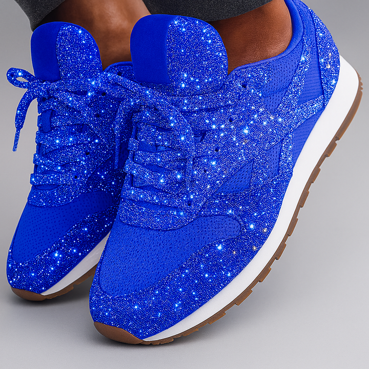 Sneakers da donna con tacco grosso e glitter