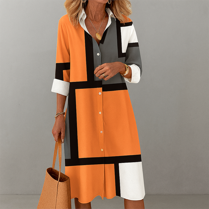 Abito camicia da donna con motivo geometrico