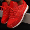 Sneakers da donna con tacco grosso e glitter