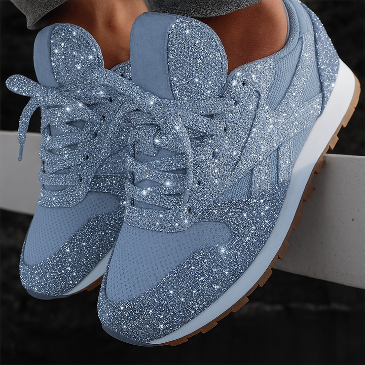 Sneakers da donna con tacco grosso e glitter