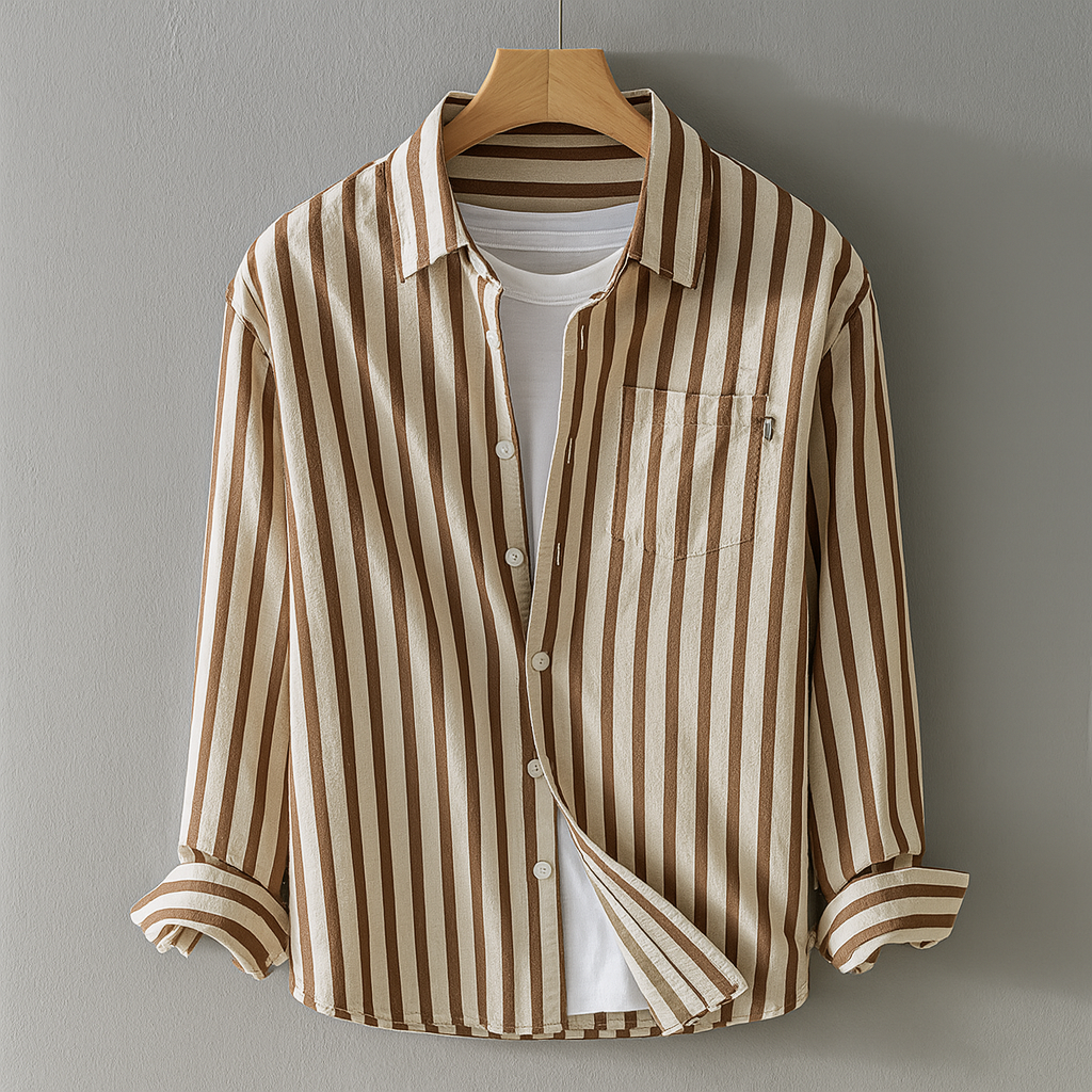 Camicia Casual a Maniche Lunghe con Tasca sul Petto per Donne