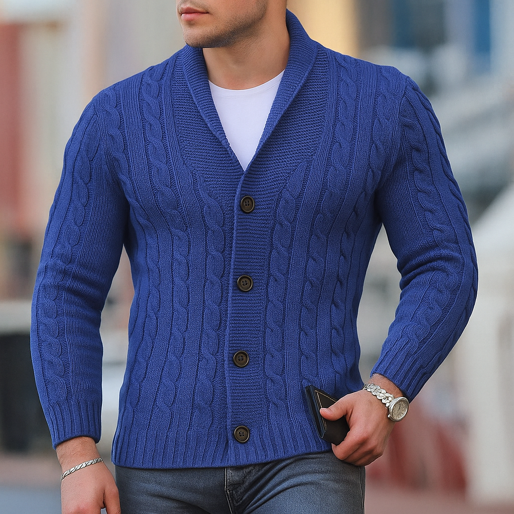 Cardigan in maglia con revers da uomo