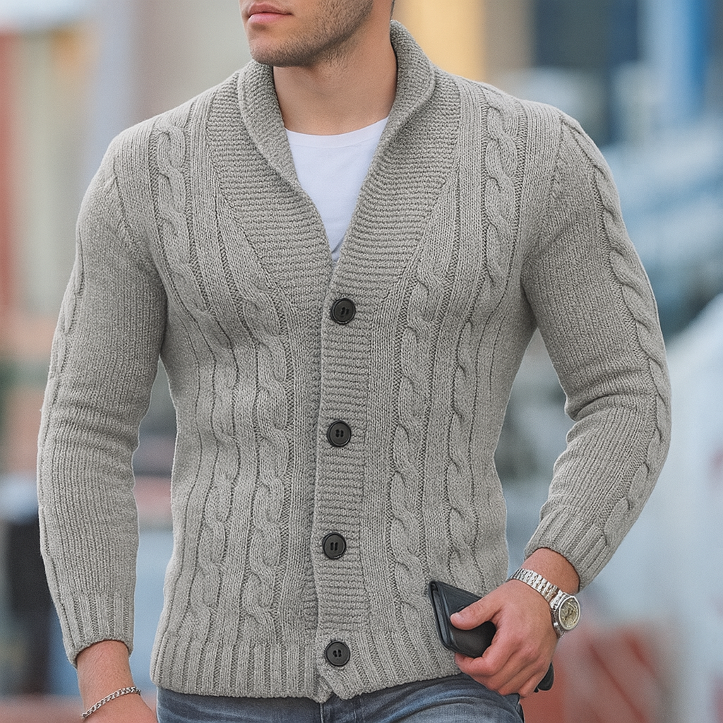 Cardigan in maglia con revers da uomo