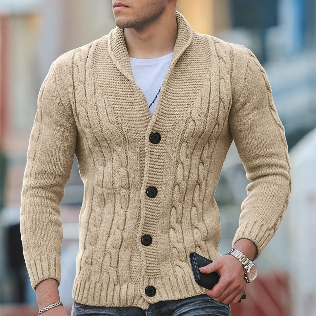 Cardigan in maglia con revers da uomo