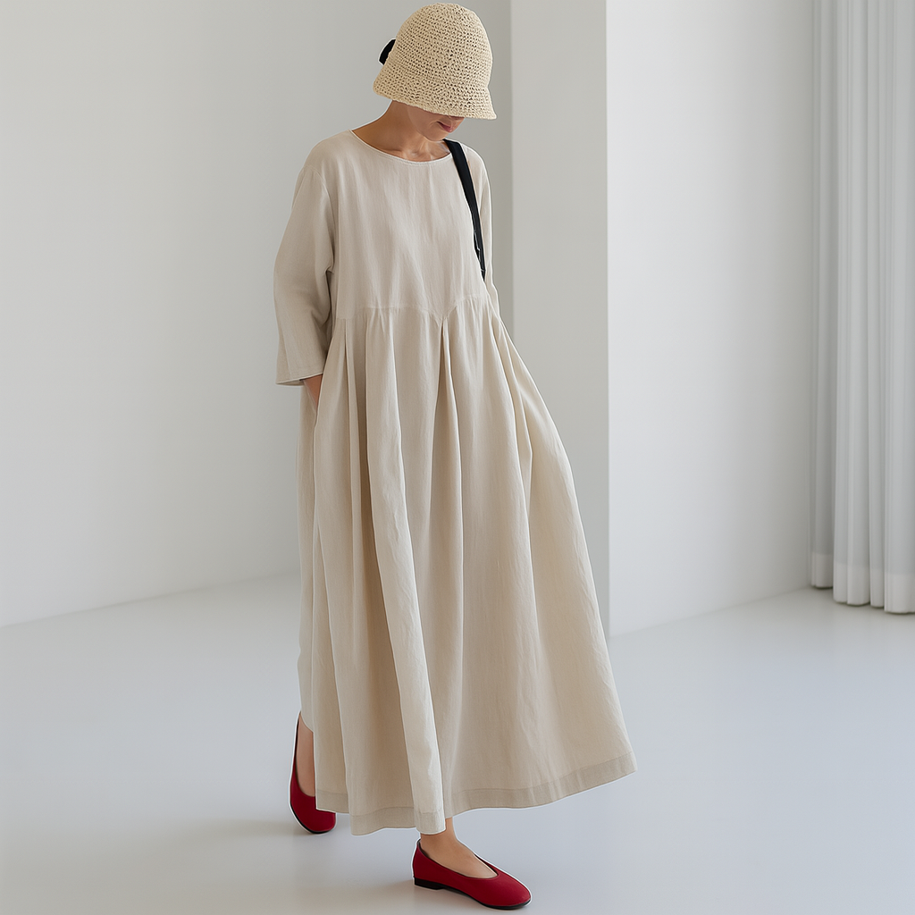 Abito casual in misto cotone a maniche corte da donna