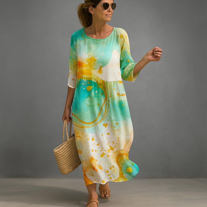 Abito Estivo Elegante da Donna con Motivo Floreale