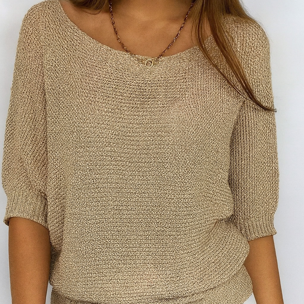Maglione Khaki Collo Giro Mezza Manica – Stile Rilassato Quotidiano