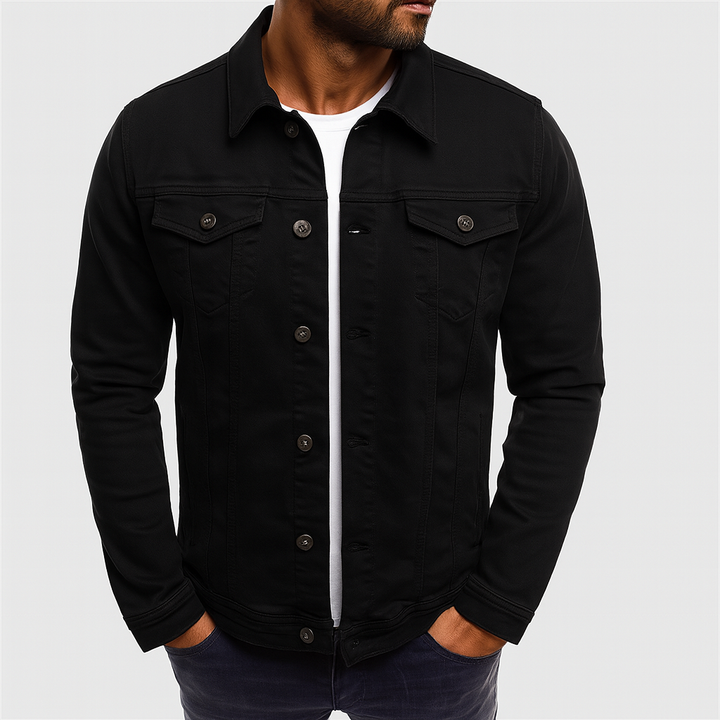 Giacca casual da uomo in denim a tinta unita