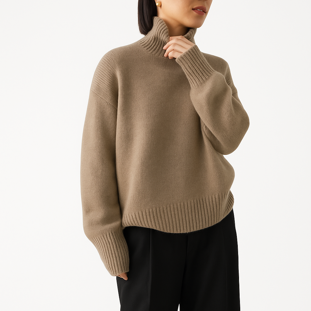 Maglione dolcevita in maglia da donna