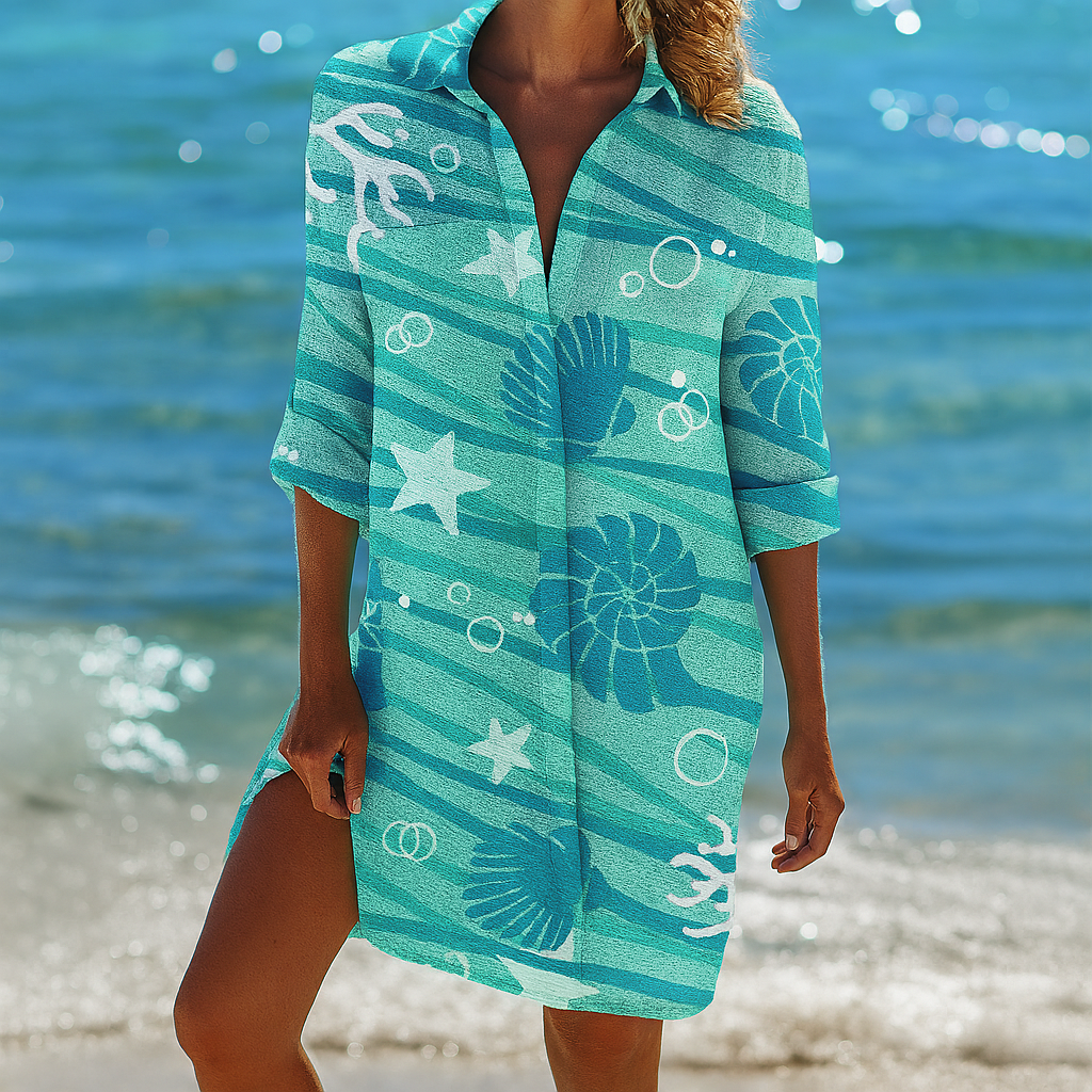 Abito corto boho in tessuto leggero da donna
