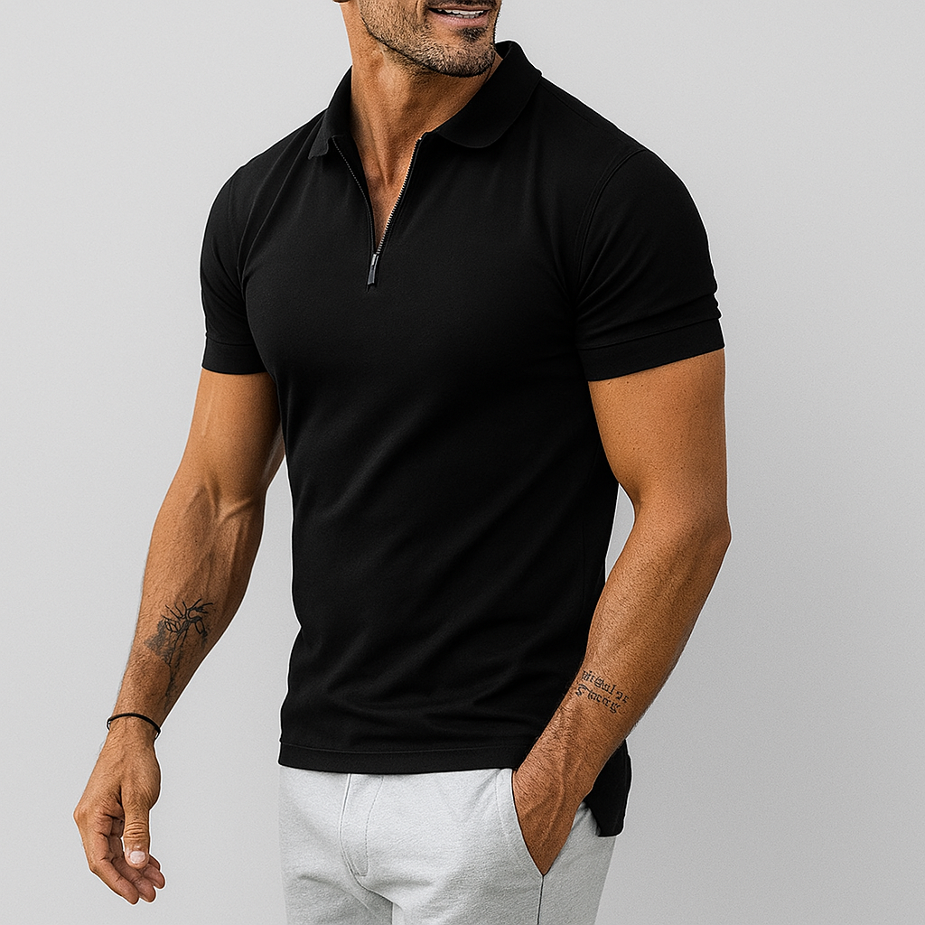 T-Shirt con Mezza Zip Polo per Uomini
