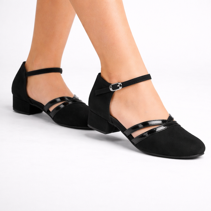 Scarpa da Danza Latina con Tacco Quadrato Basso