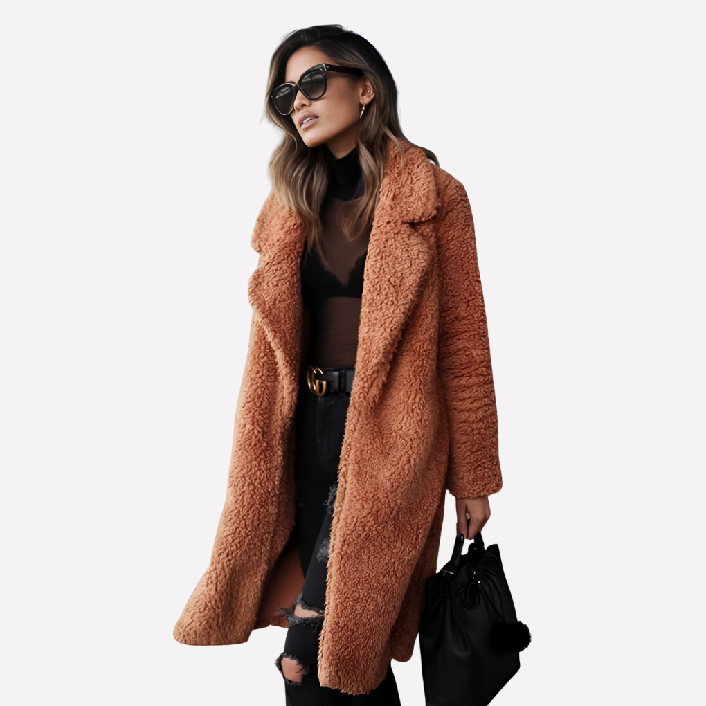 Cappotto lungo in teddy da donna