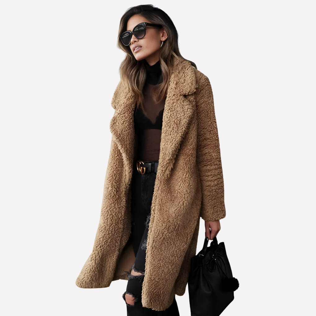 Cappotto lungo in teddy da donna