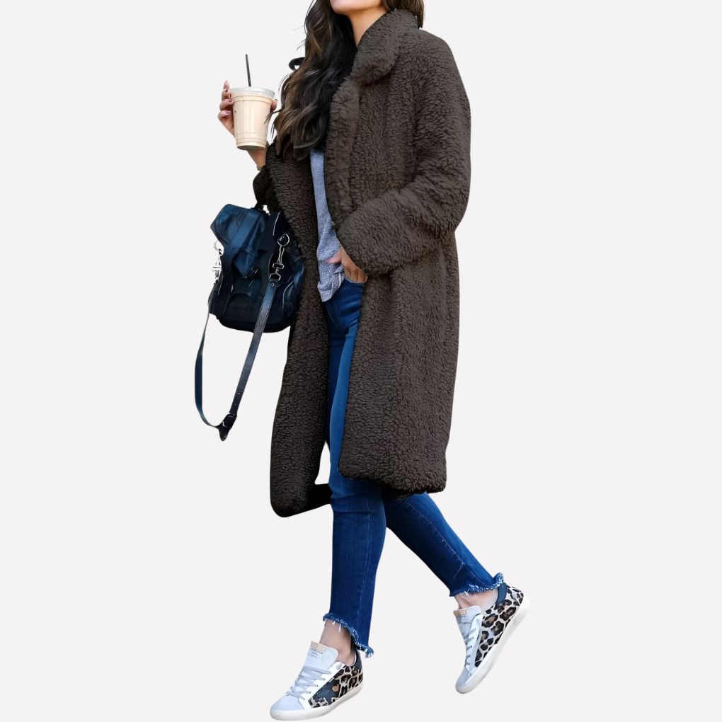 Cappotto lungo in teddy da donna