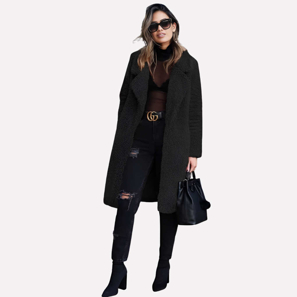 Cappotto lungo in teddy da donna