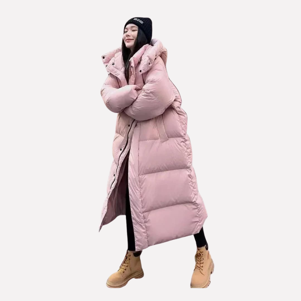 Giacca Puffer Lunga da Donna con Cappuccio