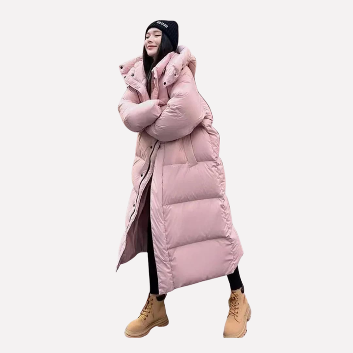 Giacca Puffer Lunga da Donna con Cappuccio