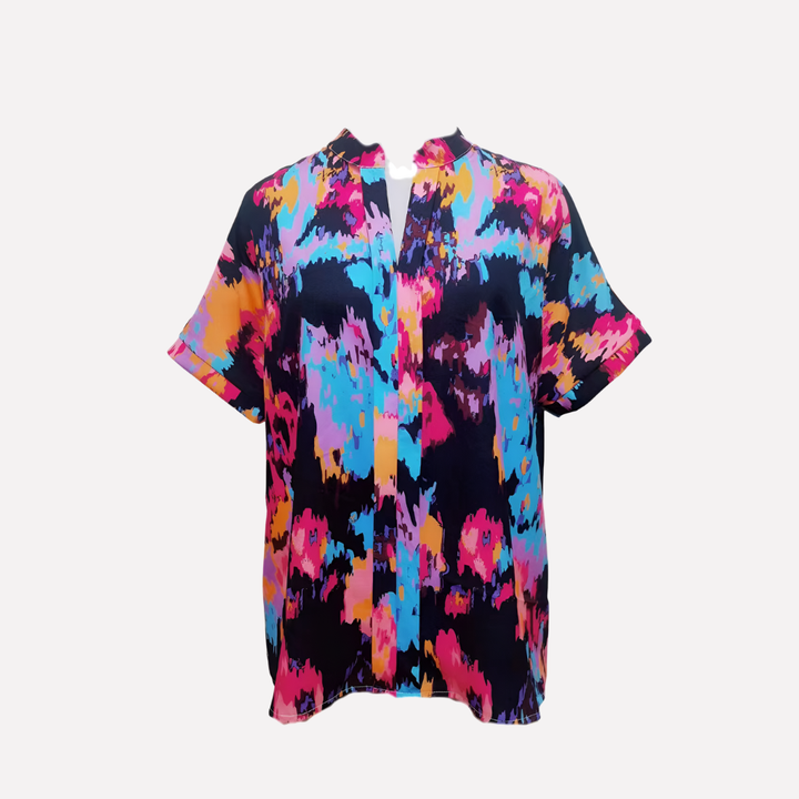 Blusa Spalla Cadente con Stampa Paisley a V-Collo per Donne