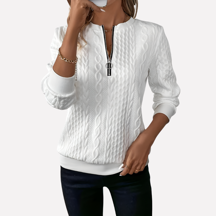 Maglione a Treccia da Donna con Collo con Zip