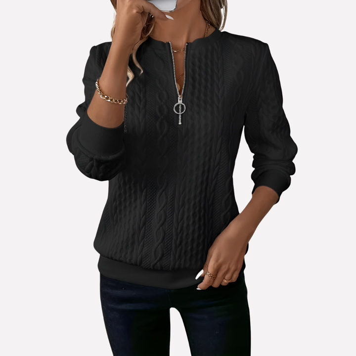 Maglione a Treccia da Donna con Collo con Zip