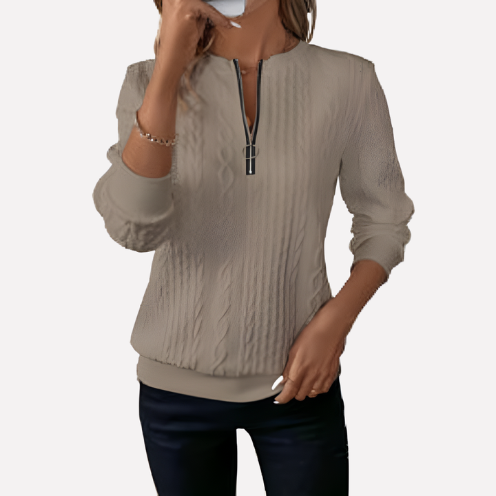 Maglione a Treccia da Donna con Collo con Zip