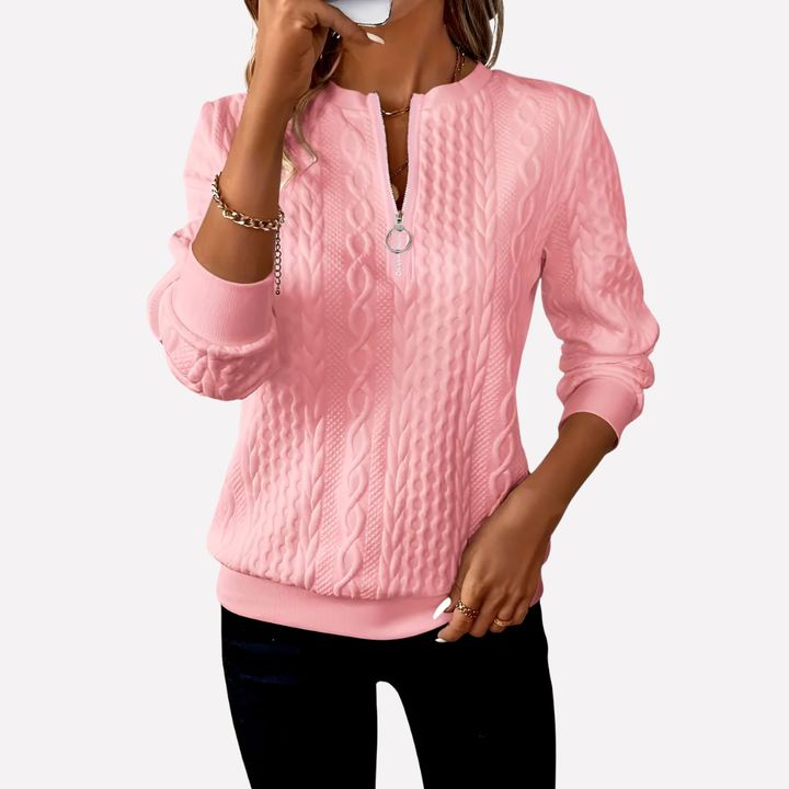 Maglione a Treccia da Donna con Collo con Zip