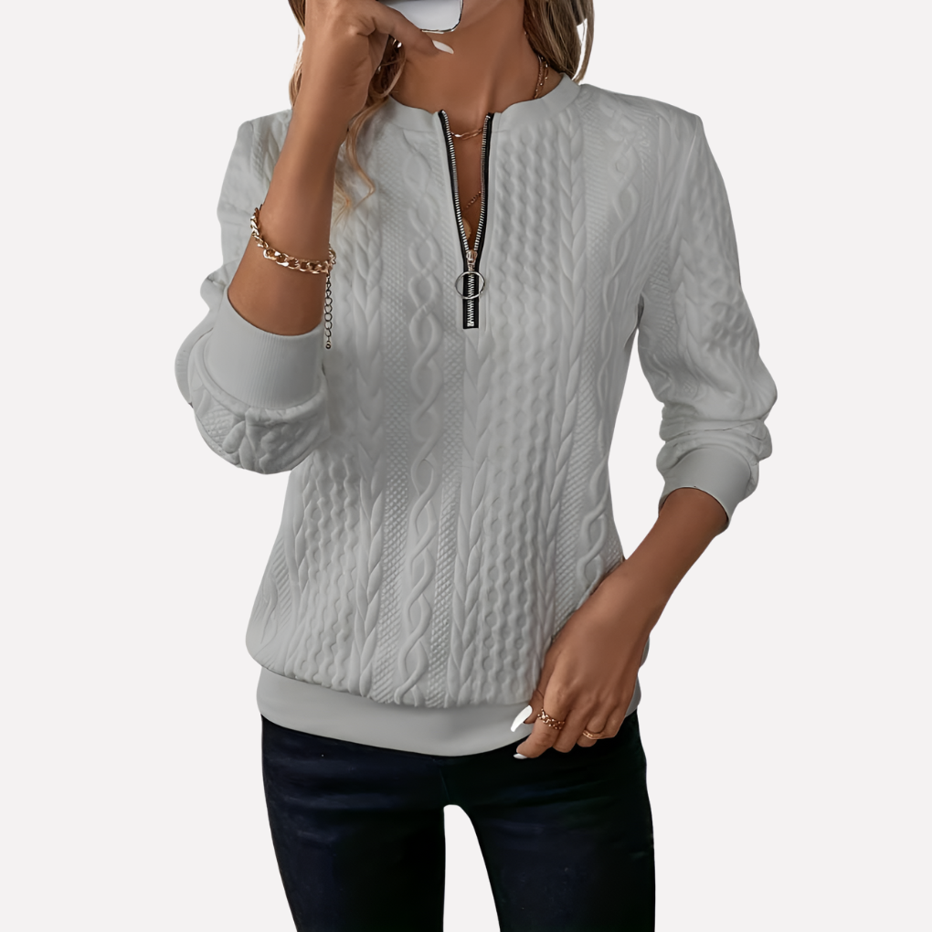 Maglione a Treccia da Donna con Collo con Zip