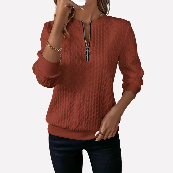Maglione a Treccia da Donna con Collo con Zip