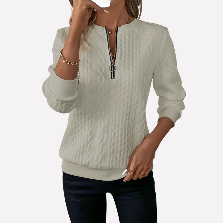 Maglione a Treccia da Donna con Collo con Zip