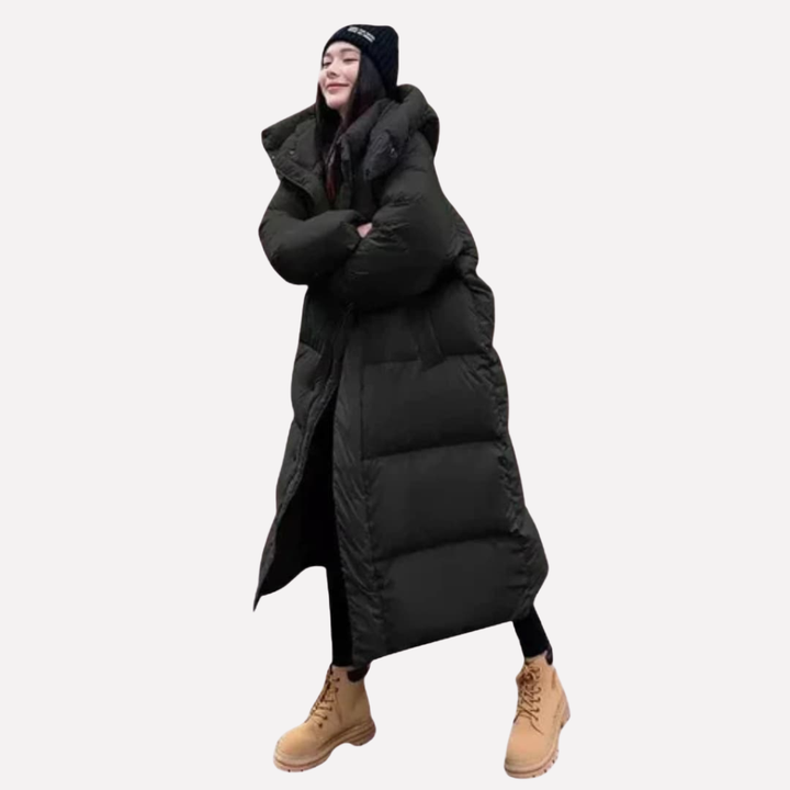 Giacca Puffer Lunga da Donna con Cappuccio