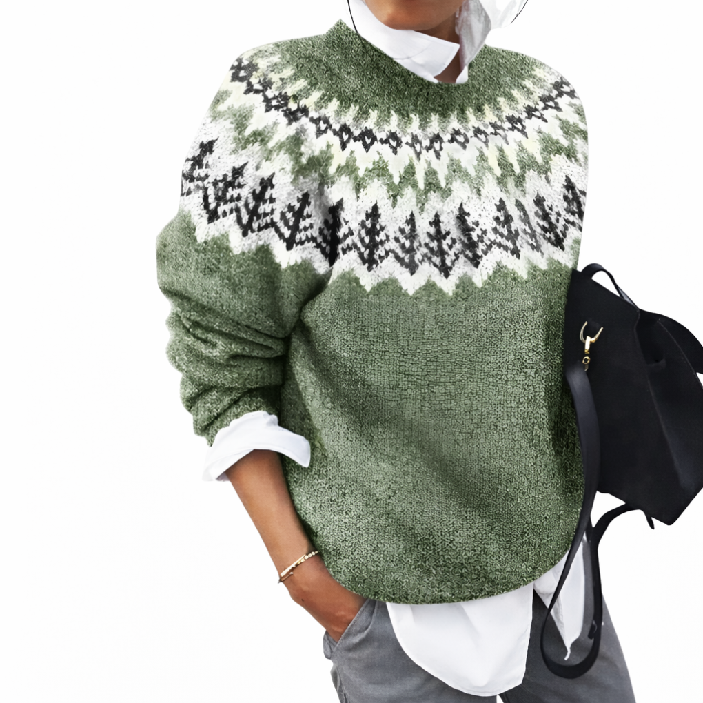 Maglione girocollo a coste da donna