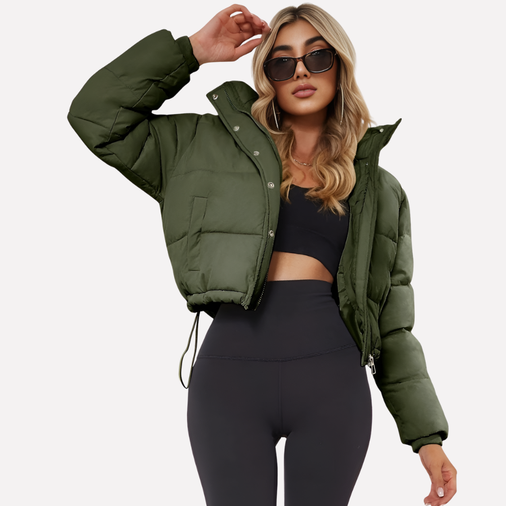 Giacca corta con cappuccio e zip da donna