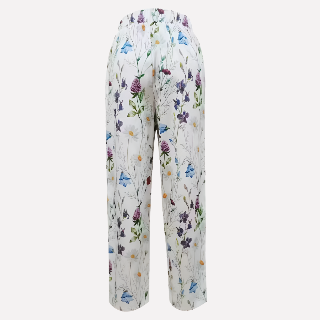 Pantaloni Dritti a Stampa Floreale da Donna