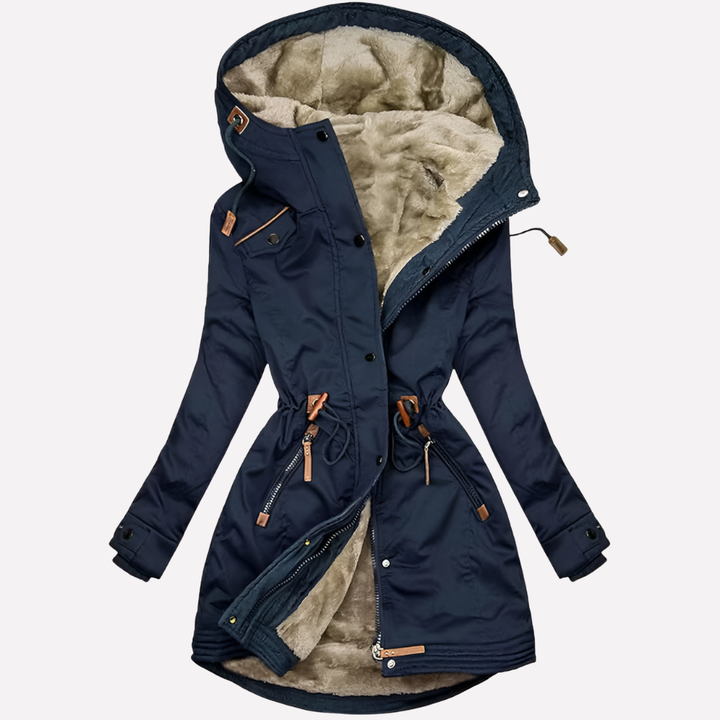Parka Donna con Cappuccio Foderato e Vita con Cordino