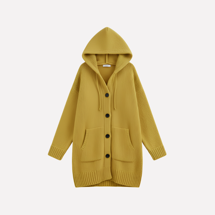 Cardigan con Cappuccio da Donna con Taglio Lungo