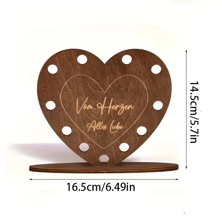 Scatola Regalo in Legno a Cuore per Lettera d'Amore e Contante