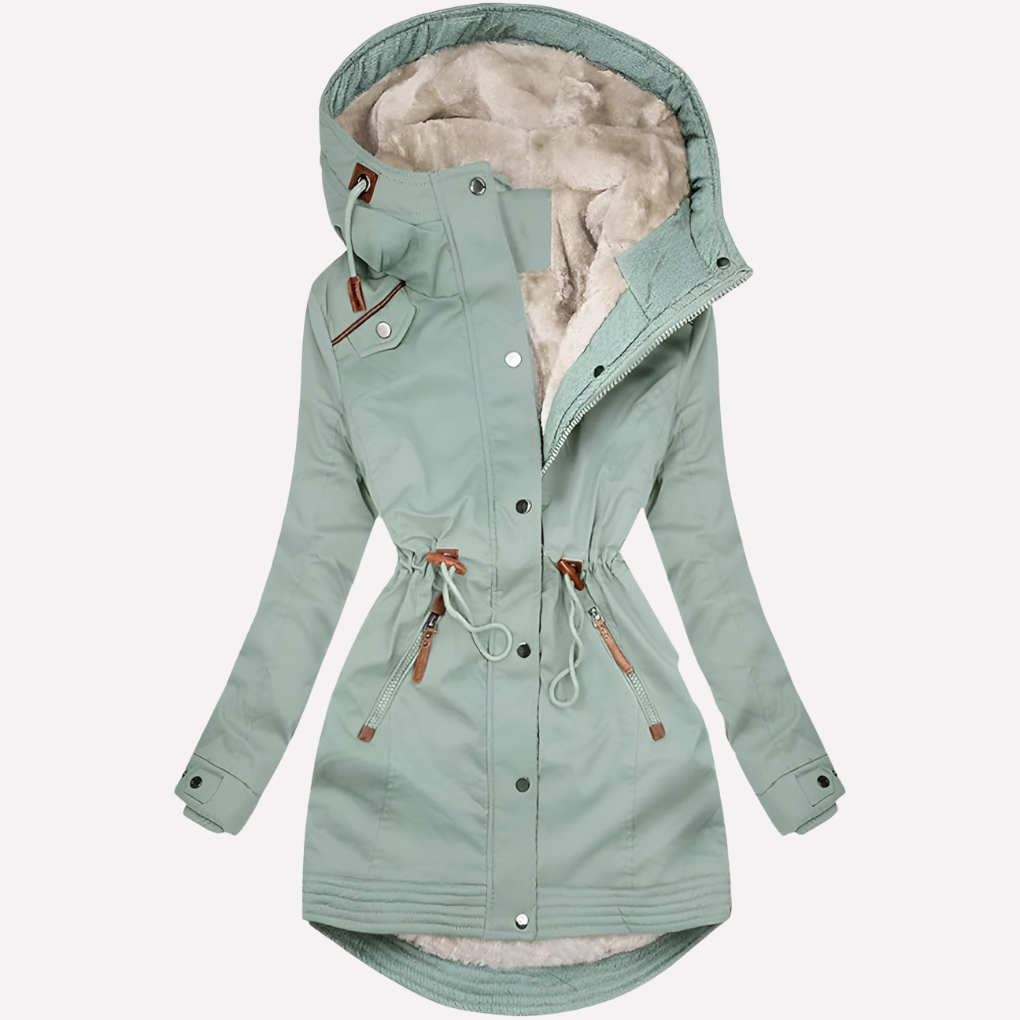 Parka Donna con Cappuccio Foderato e Vita con Cordino