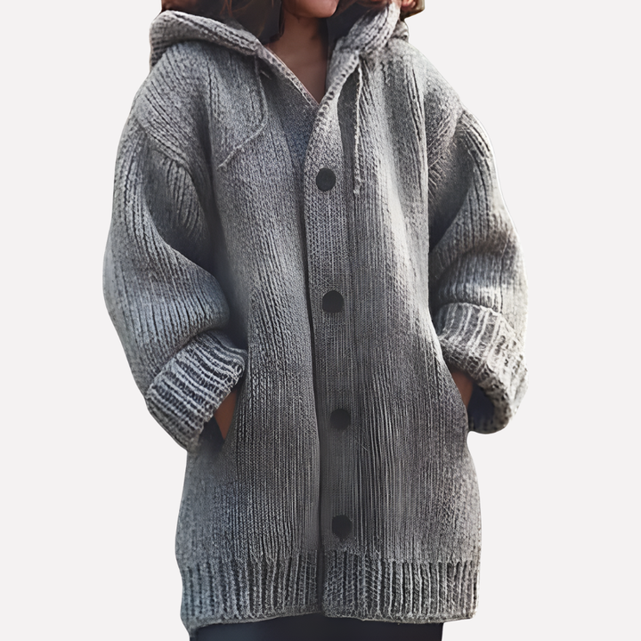 Cardigan con Cappuccio da Donna con Taglio Lungo