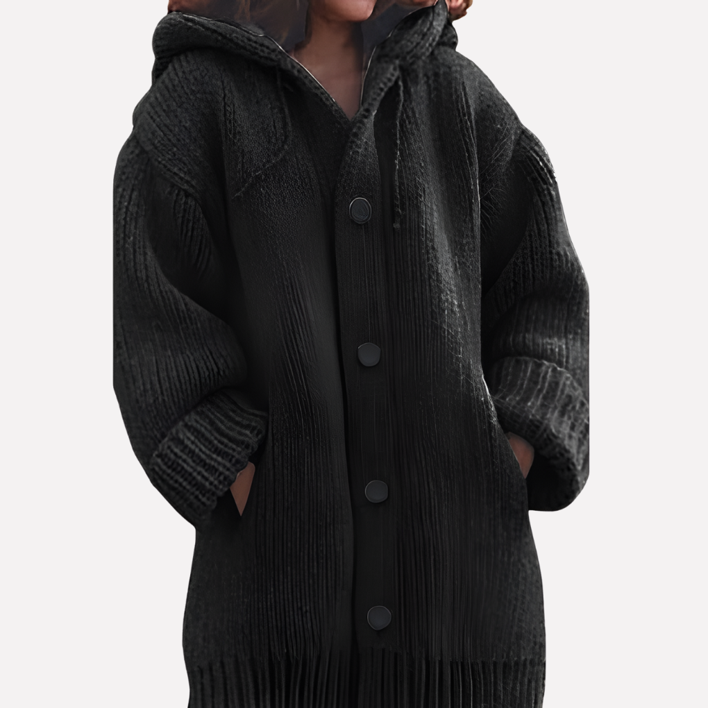 Cardigan con Cappuccio da Donna con Taglio Lungo