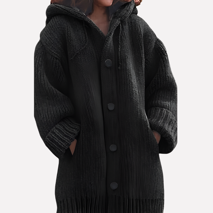 Cardigan con Cappuccio da Donna con Taglio Lungo