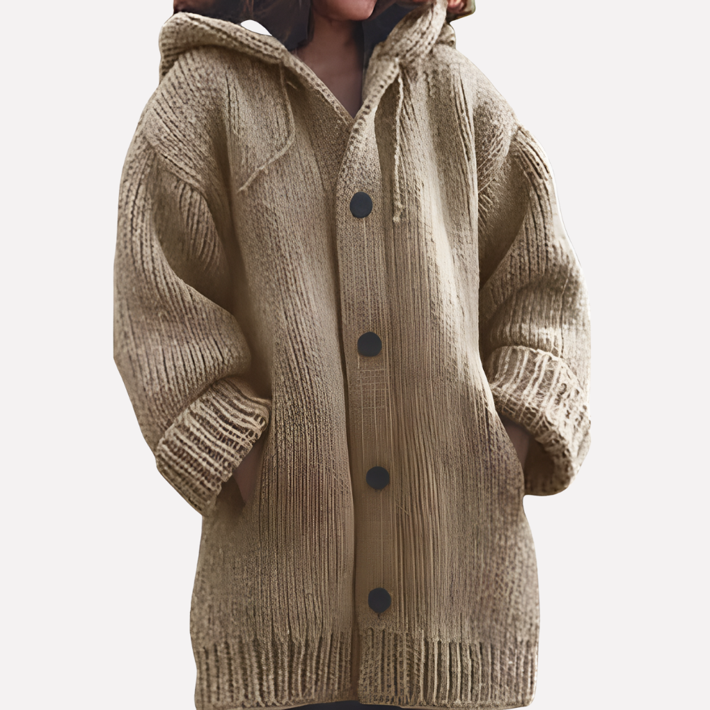 Cardigan con Cappuccio da Donna con Taglio Lungo