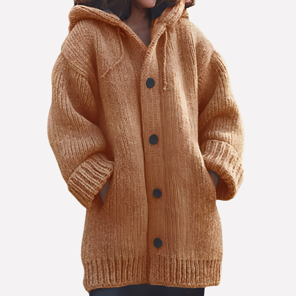 Cardigan con Cappuccio da Donna con Taglio Lungo