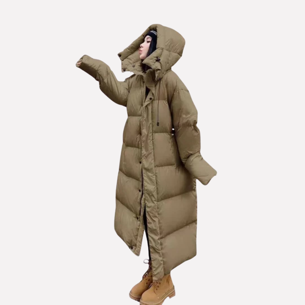 Giacca Puffer Lunga da Donna con Cappuccio