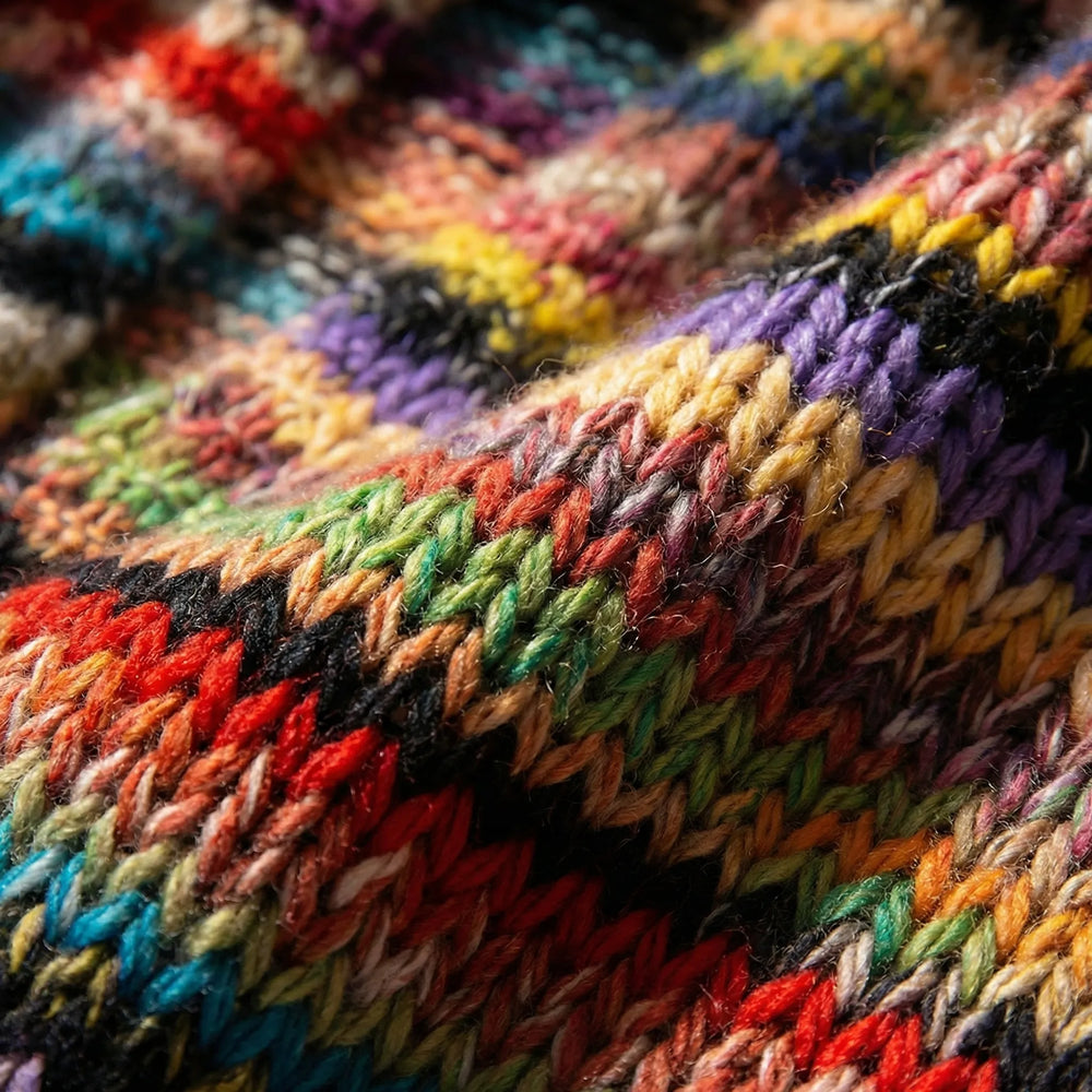 Chromova - Cardigan a righe in maglia con apertura frontale