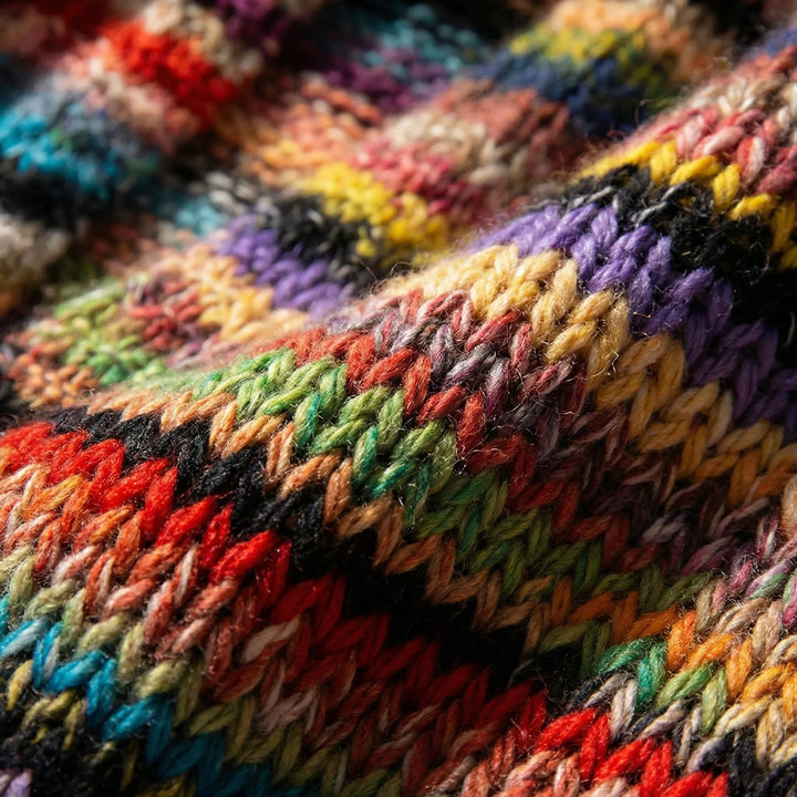 Chromova - Cardigan a righe in maglia con apertura frontale